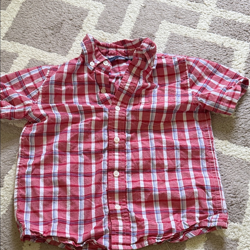 Janie and Jack Red Plaid Button Down Shirt